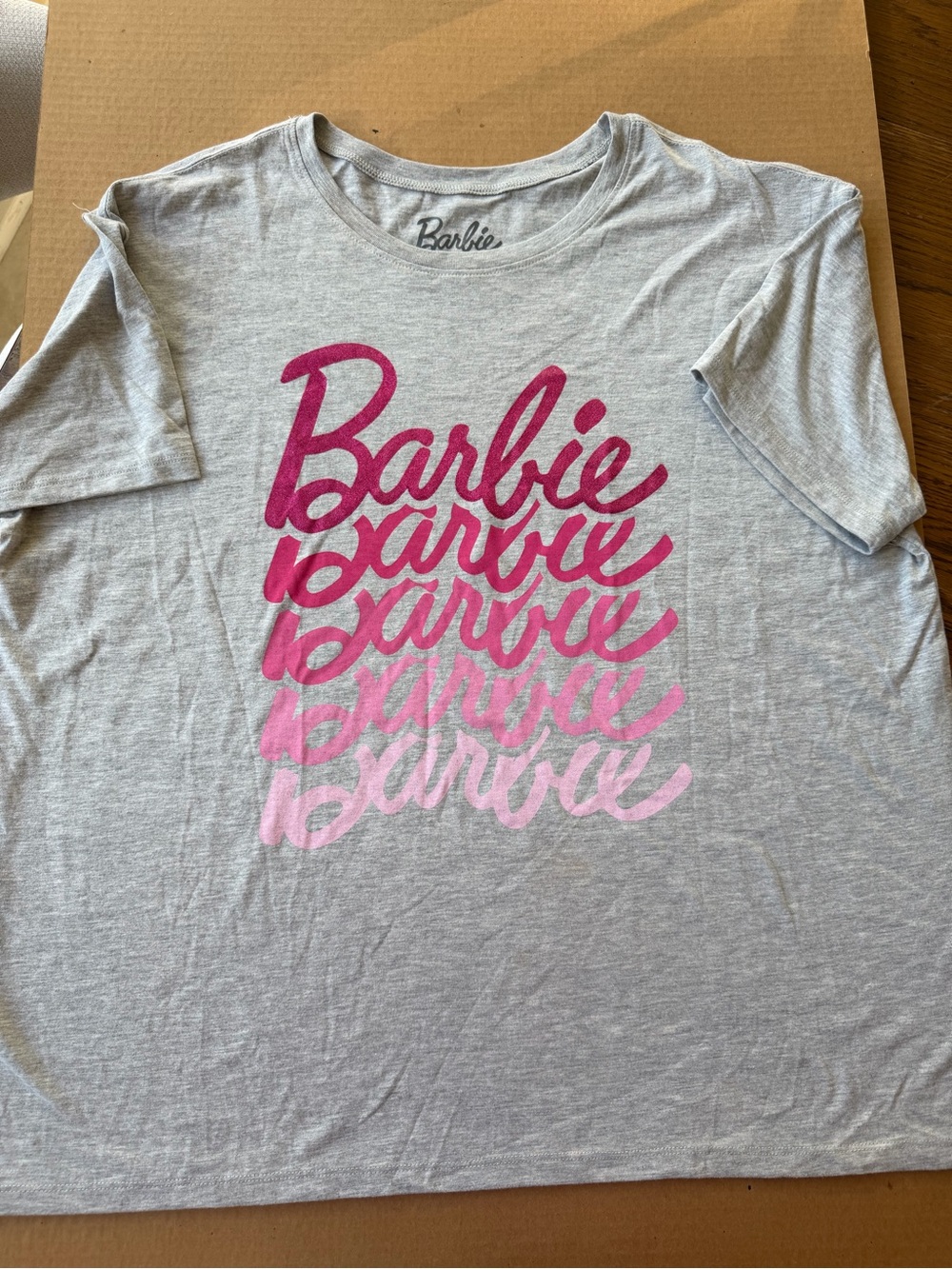 Barbie Gray Tee with Pink Ombre Script